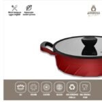 ⁦طقم أواني ومقالي فينتو من الحديد الزهر التيتانيوم، مكون من 7 قطع، باللون الأحمر⁩ - الصورة ⁦2⁩