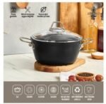 وعاء عميق من AMBOSS بغطاء زجاجي داكن غير لاصق – 22 × 11 سم