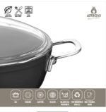 ⁦وعاء عميق من AMBOSS بغطاء زجاجي داكن غير لاصق – 22 × 11 سم⁩ - الصورة ⁦3⁩