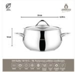 ⁦مجموعة أواني طهي AMBOSS MOON من – الاينوكس – الفولاد المقاوم للصدأ 18/10 ، مكونة من 10 قطع مع غطاء زجاجي⁩ - الصورة ⁦6⁩