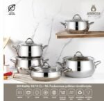 مجموعة أواني طهي AMBOSS MOON من – الاينوكس – الفولاد المقاوم للصدأ 18/10 ، مكونة من 10 قطع مع غطاء زجاجي