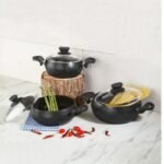 طقم أواني طهي 6 قطع Amboss Fatso Chubby ، بمقابض سيليكون، أسود