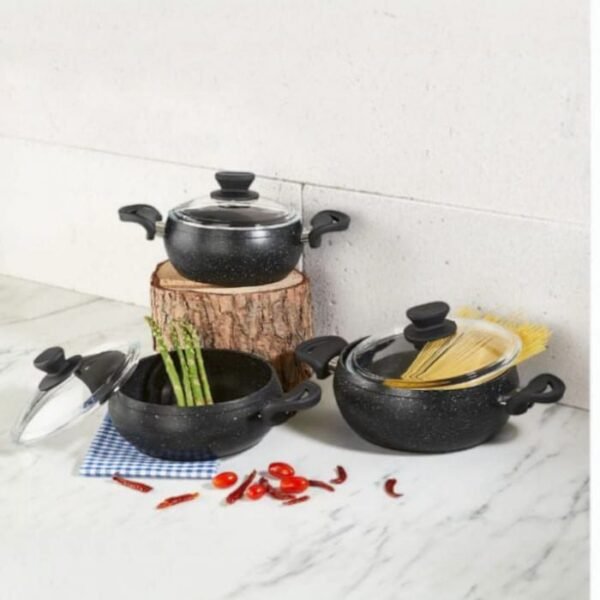 طقم أواني طهي 6 قطع Amboss Fatso Chubby ، بمقابض سيليكون، أسود