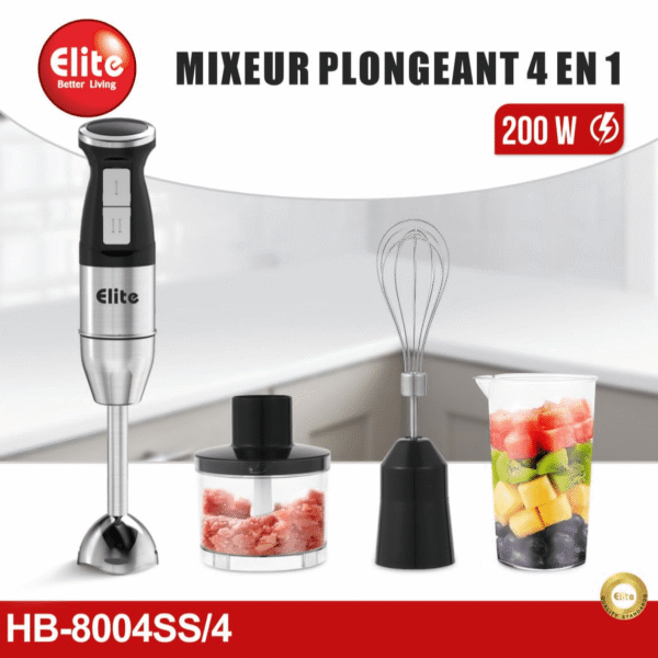 Mixeur Plongeant 4 en 1 Avec Socle En Inox